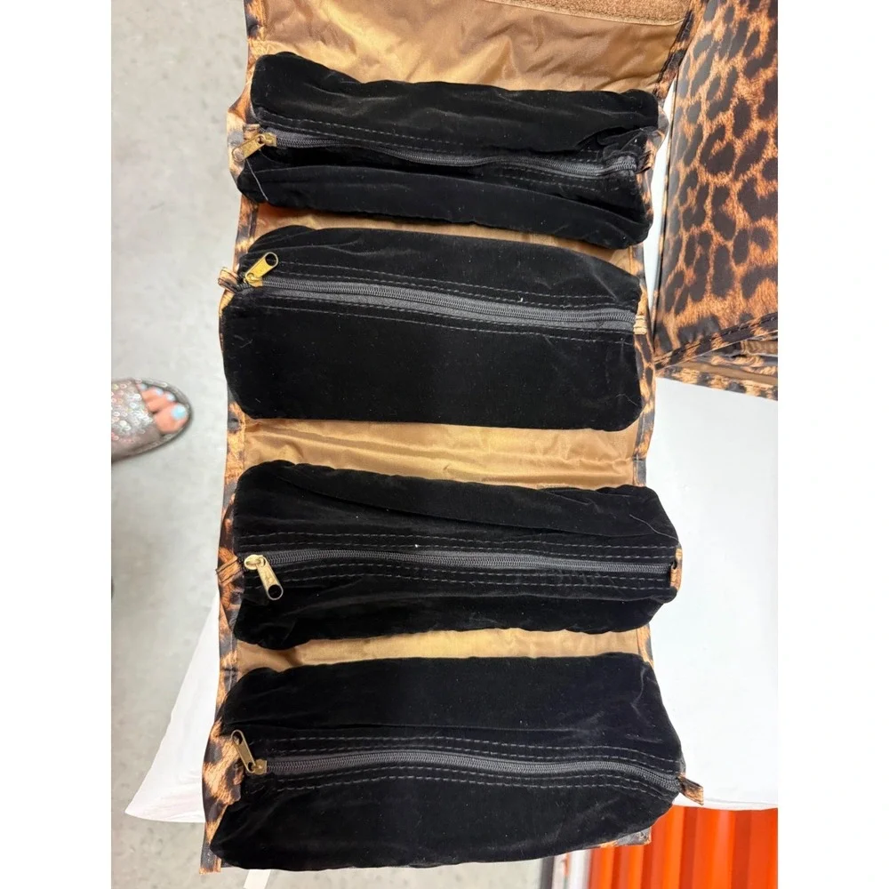 Joy Mangano Set of 3 Better Beauty Case Leopard w/ BONUS JEWELRY CASE HOLDER